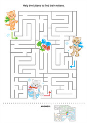 Help the kittens to find their mittens (maze for kids)