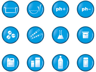 Fototapeta premium Set of pool and garden pond chemicals icons
