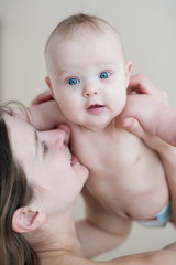 Beautiful little girl with mother