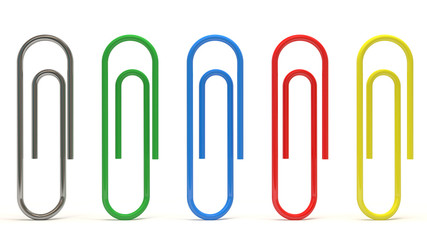 Set of Colorful Paper Clips isolated on white background