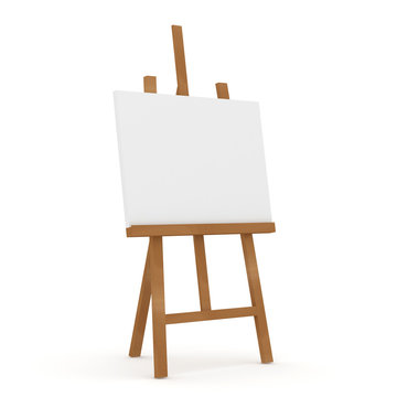 Wooden Easel on white background