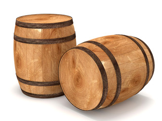3d Barrels on white background