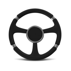 Black Steering Wheel on white background
