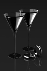 Wedding ring and martini glass