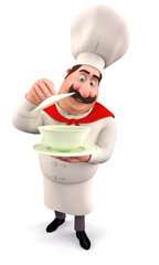 happy chef with pot
