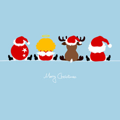 Santa, Angel, Reindeer & Chrismas Ball Blue