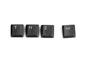 Keyboard keys saying the end isolated on white