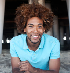 young African American man at the beach