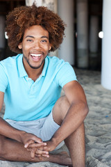 young African American man at the beach