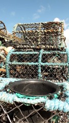 Fototapeta na wymiar piled up lobster traps
