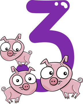 Number Three And 3 Pigs