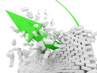 Green Arrow breaks a brick wall