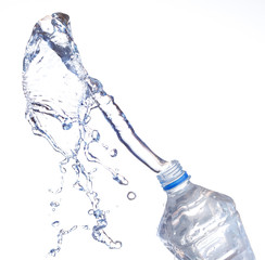 Plastic Water Bottles with water splashing