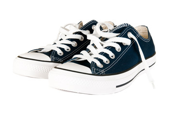 Sneakers over white background