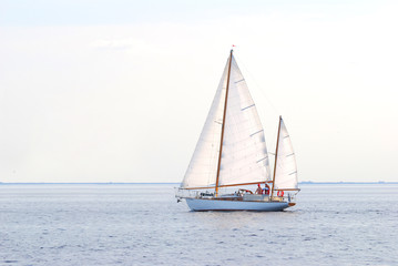 white sail yacht sailing. Riga, Latvia