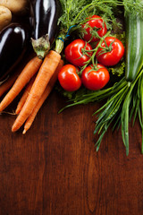 abstract design background vegetables on a wooden background