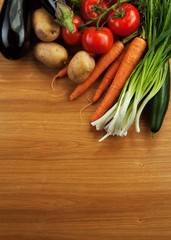 abstract design background vegetables on a wooden background