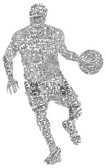 joueur de basket en typo