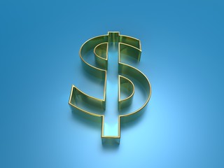 the golden dollar symbol on a blue background