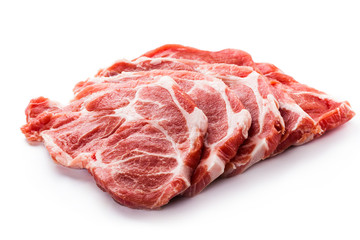 Fresh raw pork on white background