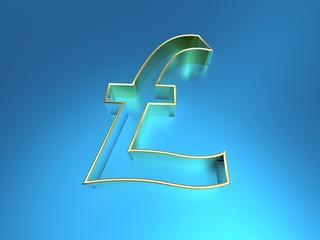 the British pound symbol on a blue background