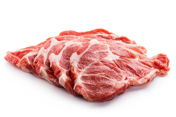 Fresh raw pork on white background