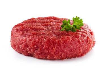 Raw minced beef meat on white background