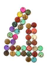 Number 4 from colorful beads