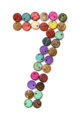Number 7 from colorful beads
