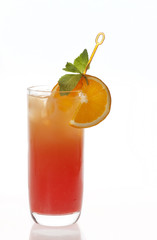 Tequila sunrise Cocktail isolated on a white background