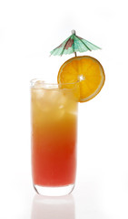 Tequila sunrise Cocktail isolated on a white background