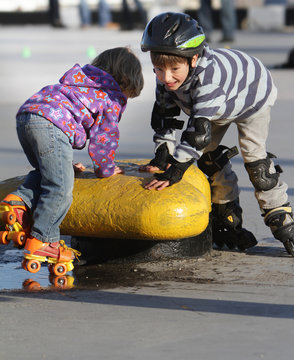 children on roller skates