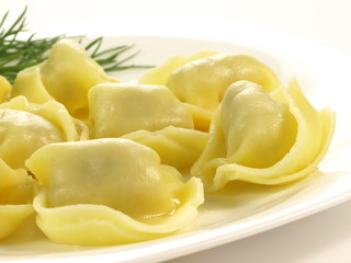 Closeup of dumplings, isolated