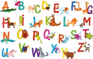 Naklejka premium alfabet zwierząt