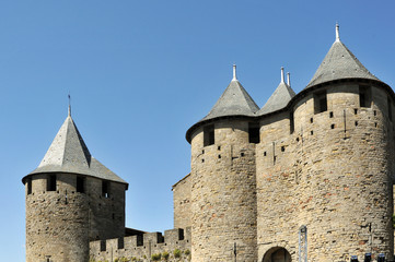Fototapeta na wymiar Il villaggio fortificato di Carcassonne, Francia