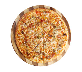 Pizza with beef and pork