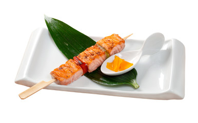 Japanese skewered salmon