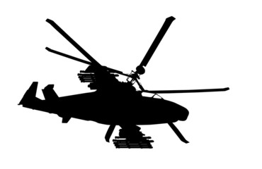 Fototapeta na wymiar Russian Ka-52 (Hokum B) attack helicopter silhouette. Vector.
