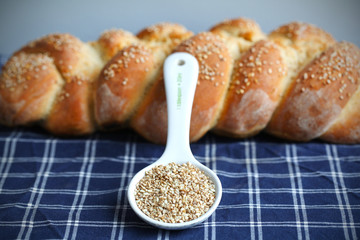 Sesame and braided artisan sesame bread loaf