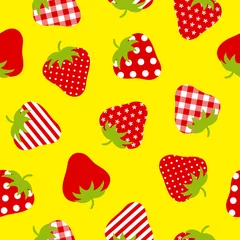 Seamless Pattern Red Strawberries Yellow Background © Jan Engel