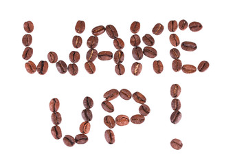 Composition of coffee beans. Wake up.