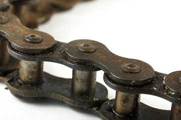 Close up of a rusty bike chain