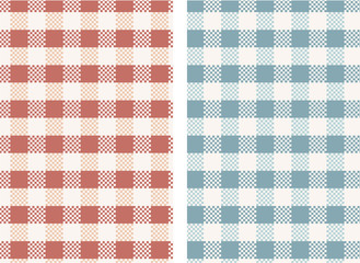 ピンク＆サックス　ギンガムチェックセット