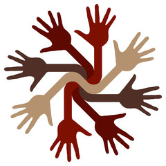 Circle of hands vector.