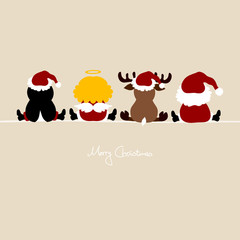 Santa, Angel, Reindeer & Penguin Beige