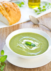 Pea, Mint and Celery soup