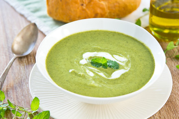 Pea, Mint and Celery soup