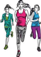 Sketch of women marathon runners. Vector illustration - 40841730