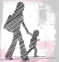 Mom and daughter. Vector illustration - 40841794