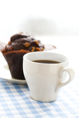 Coffee and chocolate muffin